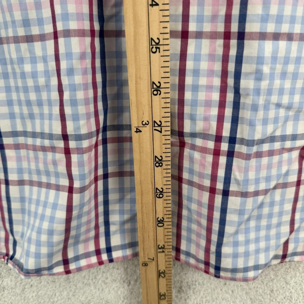 Banana Republic Shirt‎ Mens Large Blue Red Plaid Camden Fit Non-Iron Button Down
